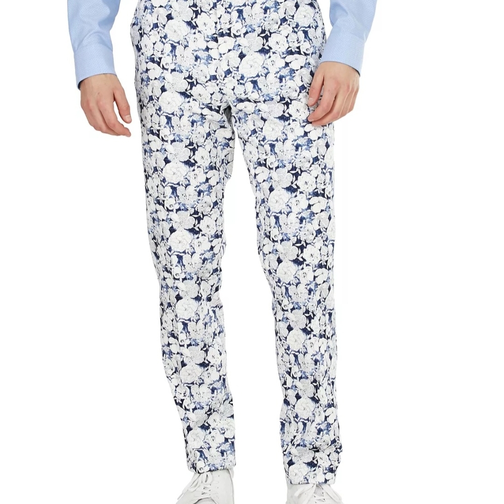Bar III Navy and White Floral Pants